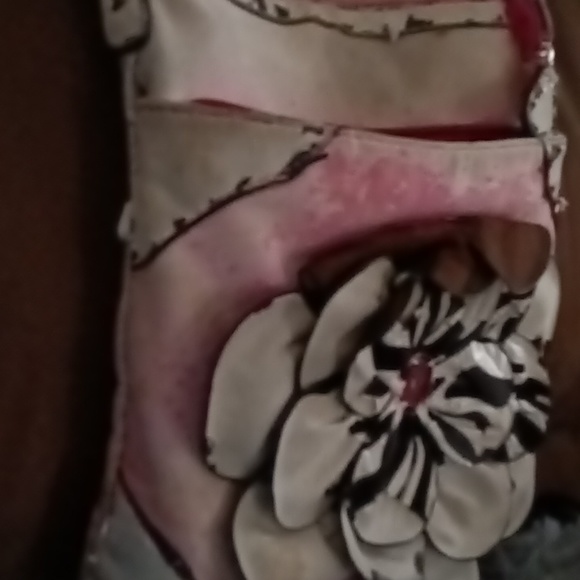 Hananel pink red zebra print flower shoulder crossbody purse bag - Picture 6 of 6